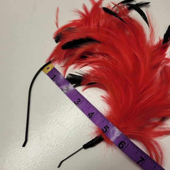 Flamboyant Red and Black Feathers Fascinator on a Headband - Picture 10 of 11